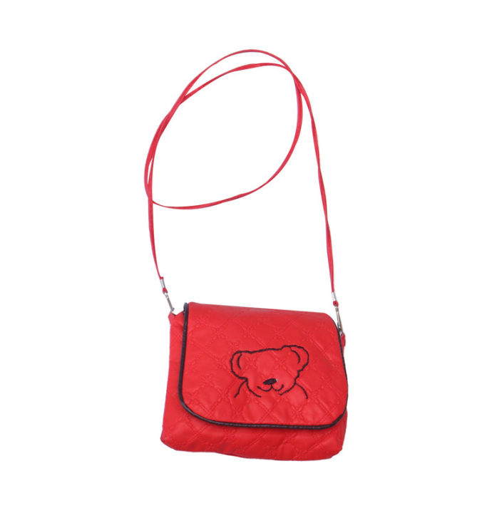 Red Color Side Teddy Bag For Baby Girl