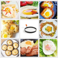 8 Inch Nonstick Omelette Ring With Silicone Insulated Handle Round Egg Rings Molds With Oil Brush. 
