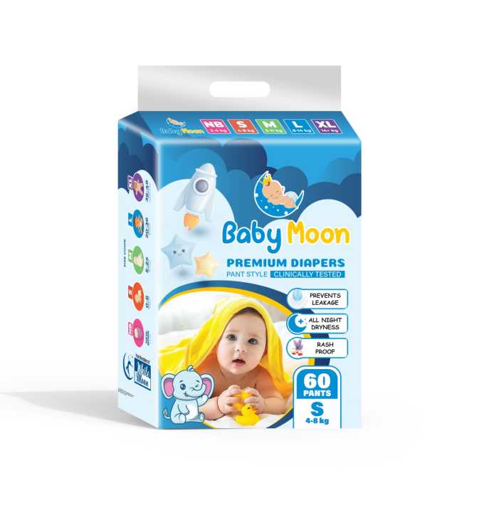 Babymoon Premium Baby Diapers Small Size 60 pcs/pkt
