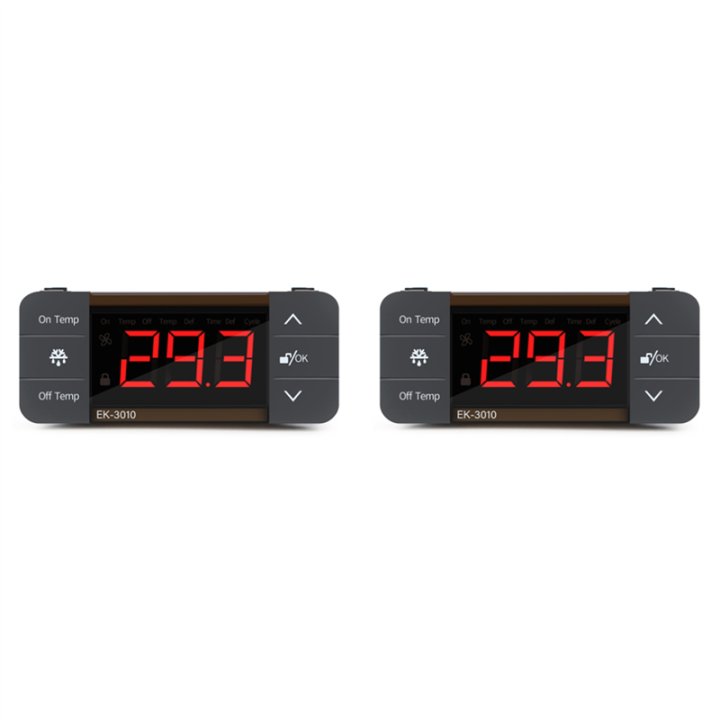(GGBR) 2X Digital Temperature Controller 220V Cool Heat Switch Refrigerator Refrigeration Defrost Thermostat Sensor(EK-3010)
