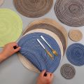Non-slip Woven Vintage Heat Insulation Hotel Decor Western Placemat Table Mat Bowl Mat Coasters. 