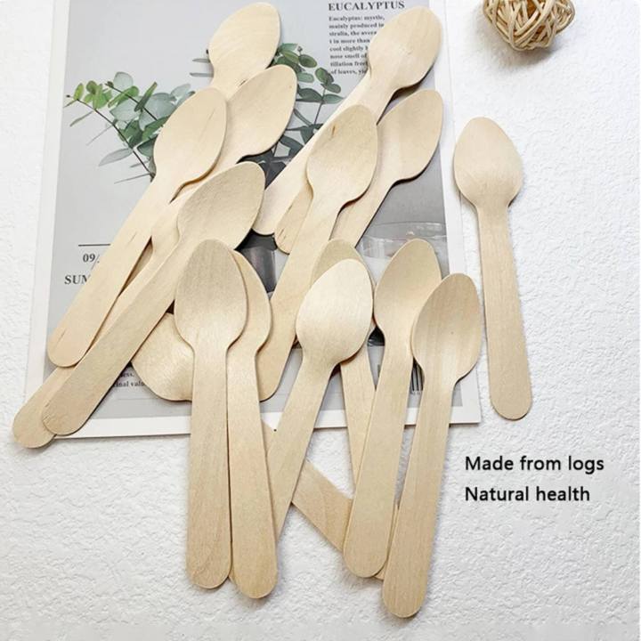 50 Pcs 100% Bio Degradable Handmade Small Wooden Spoon Honey Teaspoon Seasoning Coffee Tea Sugar Salt Jam Mustard Ice Cream Bamboo Spoons