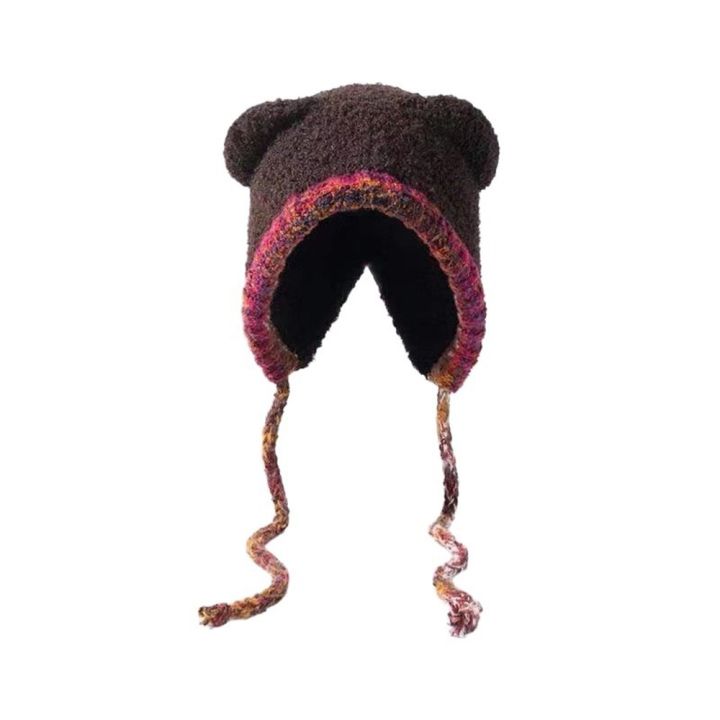 Cute%20Bear%20Ear%20Knitted%20Woolen%20Hat%20Windproof%20Thickened%20Ear%20Protection%20Cap%20Keep%20Warm%20Beanies%20Cap%20for%20Women%20-%20Image%209