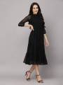 one piece for Women girls Fit Flare Black color Mandarin Collar western wear dress for all occasion casual party wear. 