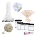 Candle Making Kits 3- Wicks, Cotton thread, Holder, Jars - 10 Pcs Each and Bubble Silicon Mold. 