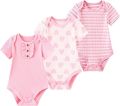 Baby Bodysuit Short Sleeve One-piece Suit Newborn Jumpsuit Infant Vest for Baby Boys and Girls 0- 2 Year, Pack of 3. 