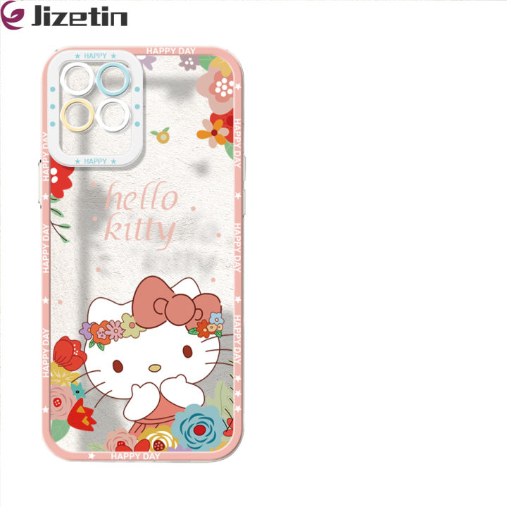 Jizetin for Realme Narzo 50 / Realme 8i Back Cover Transparent Cute Kitty Soft Phone Case