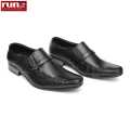 Run Shoes  Black Leather Stitched Design Slip-on Official / Formal Shoe For Men (1593). 