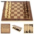 Wenefang Sutuiying New 3 in 1 Wooden Checkers Backgammon Chess Set, Board 【2025 Version】 Party Travel Games With Portable Folding Chessboard. 