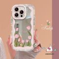 Luxury Mirror Make Up Cartoon Flowers Cute Tulips Casing Compatible for IPhone 16 15 12 14 11 13 Pro Max XR 7Plus XS Max X 8 7 15 Plus Romantic Picture Frame Butterfly Starry Sky Case. 