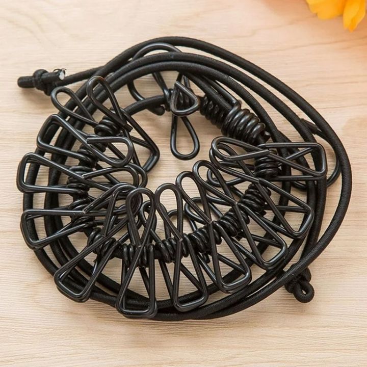 2 Set Elastic Cloth Hanging Rope for Cloth Drying with 12 Clips