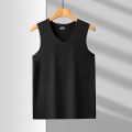 Men's Seamless Vest Sleeveless V-Neck Free-Cut Ice Silk Tight-Fit Sports Hurdle Super Elastic Summer Slim-Fit. 