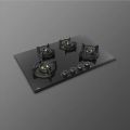 KAFF 4 Burner Built-In-Hobs | Ashford ASF 784 | 78cm | Auto Electric Ignition | Black Tempered Glass (8 mm Thick) | Brass Burner Caps coated in Black + Brass Flame Spreader. 