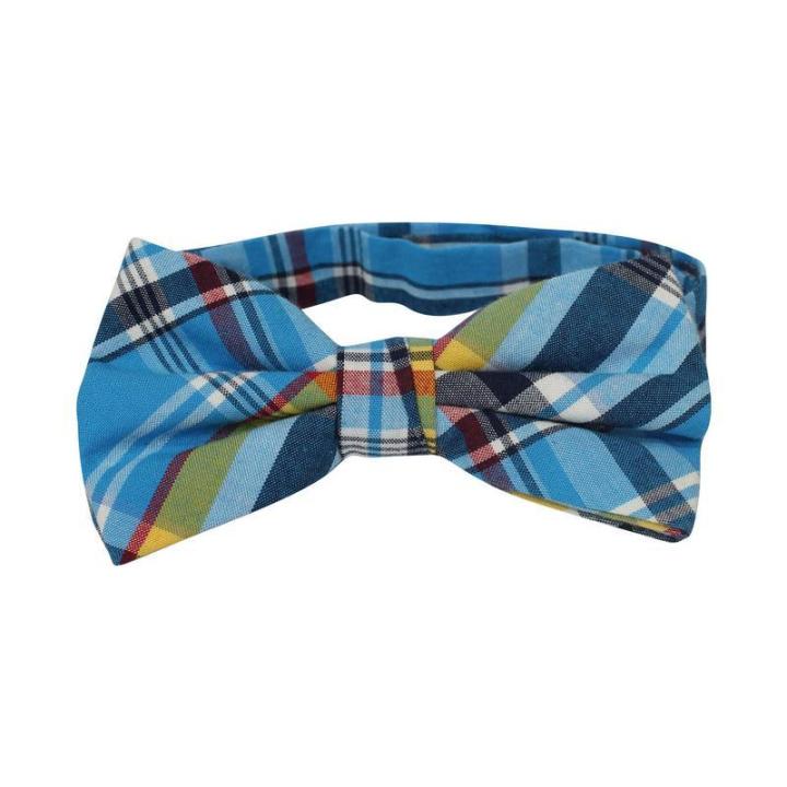 Blue/Dark Blue Line Pattern Printed Neck Bow Tie For Men