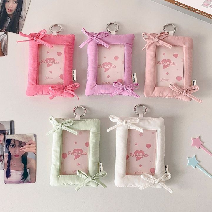 Cute Pillow Shaped Card Holder Soft with Keychain 3inch Photocard Holder Photo Card Case