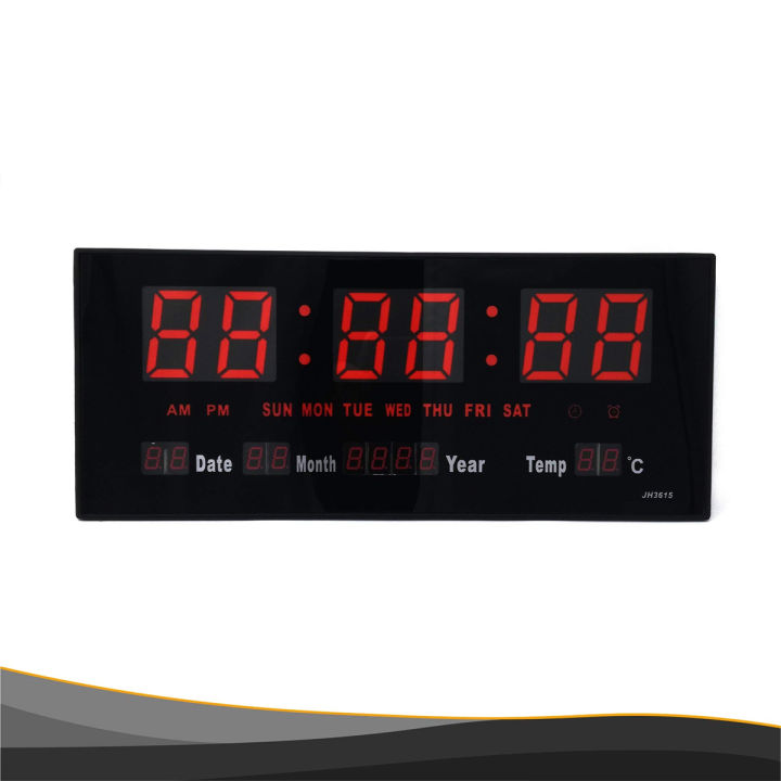 LED Digital Calendar JH3615 Digital LED Wall Clock, Length 36 cm with Calendar and Temperature Display / By Base