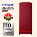 Samsung 192L Single Door Refrigerator = RR20C20C2RH with Digital Inverter Technology, Energy Saving Performance, Fast Direct Cooling System, Low Noise Operation, Stabilizer Free, Durable Build & Stylish Scarlet Red Finish. 