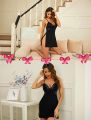 Combo Set of Nightwear Babydoll Lingerie Women's Nightwear Honeymoon Lingerie Babydoll Lace Sleepwear Free Size Black Color. 