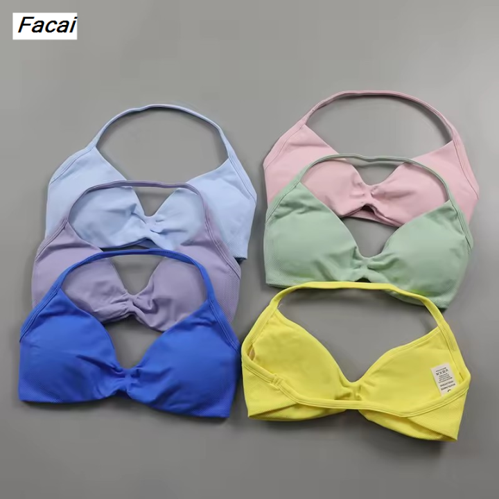 Facai%20Strappy%20Bra%20Women%20Open%20Back%20Gym%20Crop%20Top%20Low%20Support%20Ruched%20Special%20Halter%20Sports%20Bra%20Padded%20Workout%20Yoga%20Tank%20Tops%20-%20Image%204