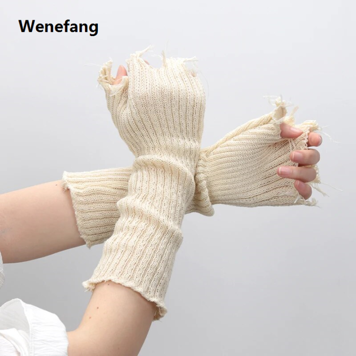 Wenefang%201pair%20Black%20Tattered%20Punk%20Unisex%20Fingerless%20Cuff%20Knit%20Gloves%20Women%20Men%20Elbow%20Length%20Mittens%20Broken%20Stretch%20Arm%20Warmer%20Gloves%20-%20Image%206