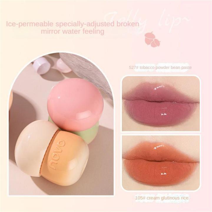 NOVO Clear Mirror Water Lip Gloss Lip Glaze Long-Lasting Waterproof Glossy Liquid Lipstick Red Lip Tint Makeup Korean Lipgloss