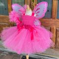 Fashion ZaozhixunbaGirls Pink Glitter Tulle Dress Kids Butterfly Fairy Tutu Dresses with Wing and Stick Hairbow Children Halloween Cosplay Costume Bargain price. 