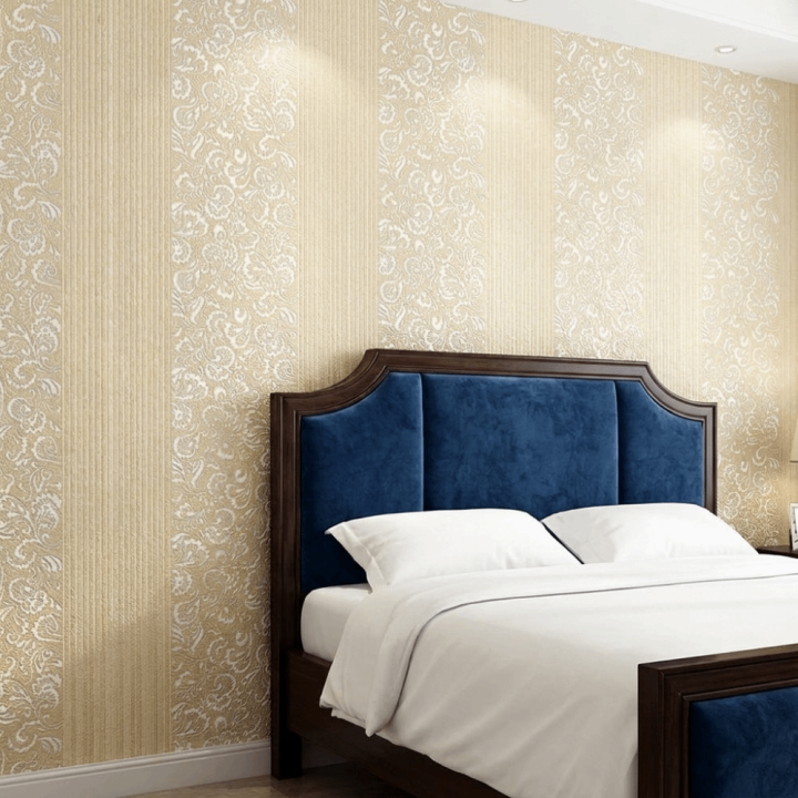 Simple 9.5M Sculptured Patterns Wallpaper Non-woven Solid Color 3D Wall ...