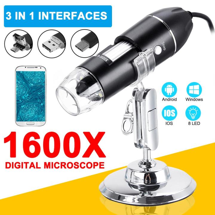 Tools 1600X Portable 8 Led Light Adjustable Dimmer Practical Hand Held Microscope Computers Real-Time Video Inspection Digital Microscope