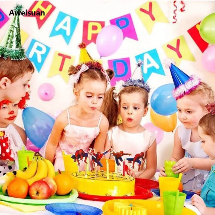 Aweisuan%20spiderman%20birthday%20decorations%2024%20s%20Superhero%20Spiderman%20Cu%20ake%20Toppers%20Happy%20Birthday%20Party%20Supplies%20Spidery%20Cake%20Toppers%20For%20Kids%20Decorations%20Supplies%20GiftBalloons%20-%20Image%206