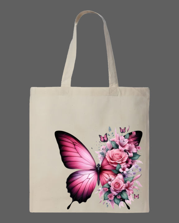 Pink%20Rose%20Butterfly%20Printed%20Tote%20Bag%20%20%E2%80%93%20Eco-Friendly%20Cotton%20Shoulder%20Shopping%20Bag-White,%20Black%20-%20Image%203