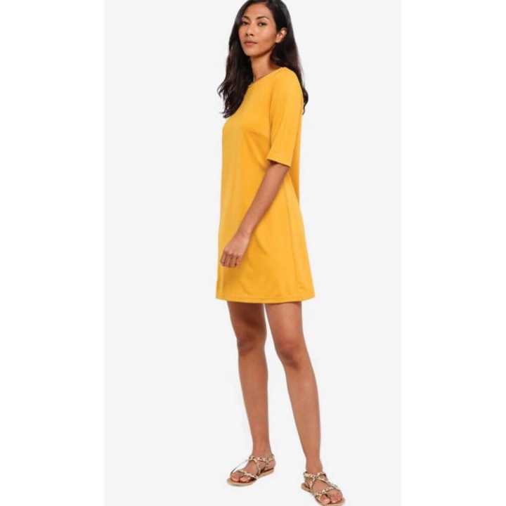 Basic Elbow Sleeves Shift Dress