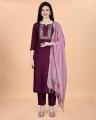 Women’s Cotton Blend Heavy Embroidered Kurta Set with Pant & Chanderi Dupatta By Sapnaaz Fashion. 