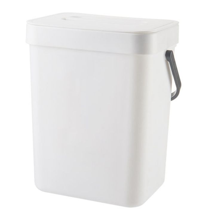 1.3 Gallon Kitchen Compost Bin Trash Can with Lid Food Waste Bin Small and Light Bathroom Trash Can White