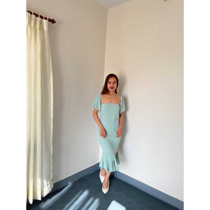 princess polly baby blue dress Women Black Rib Fish Frill Bodycon Midi Dress at ₹ 1120.00 | Midi Dress main image 0