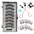 DISICHEN Luxury 8 pcs/2 pairs magnetic eyelashes with 5 magnets, reusable handmade 3D mink false eyelashes natural with magnetic tweezers. 