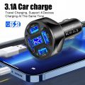 Car Charger Digital Display Fast Charging 12-24V Smart Phone USB MultiPort Adapter 3.1A Mobile Charger Auto Interior Accessories. 