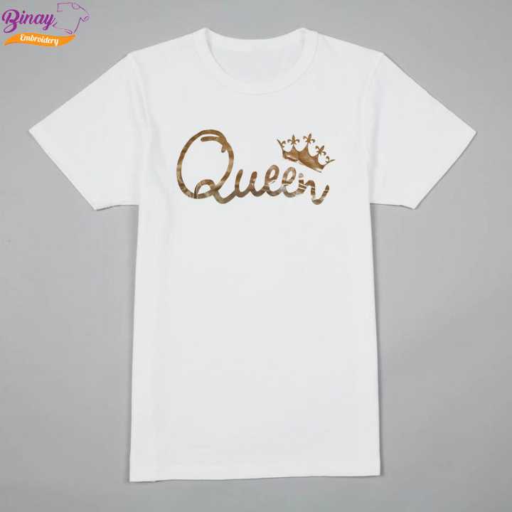 Binay Embroidery Queen Printed T-Shirt For Women- Fashion | T-Shirts For Women | Women's Upper Wear |
