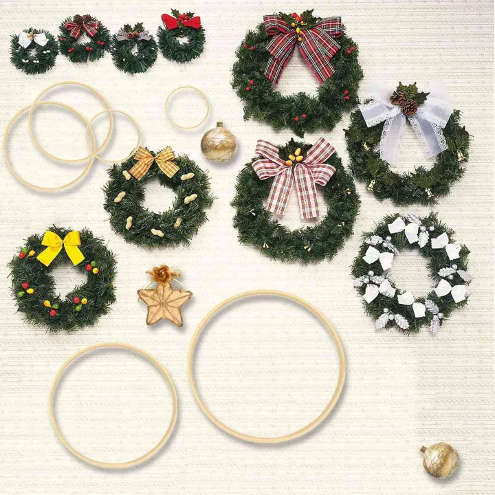 Spreeshop%204X%20Dream%20Bamboo%20Rings,Wooden%20Circle%20Round%20Catcher%20DIY%20Hoop%20for%20Flower%20Wreath%20House%20Garden%20Plant%20Decor%20Basket%2026cm%20-%20Image%204