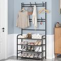 Clothes Hanger Rack With 4 Layer Shoe Rack Shelf. 