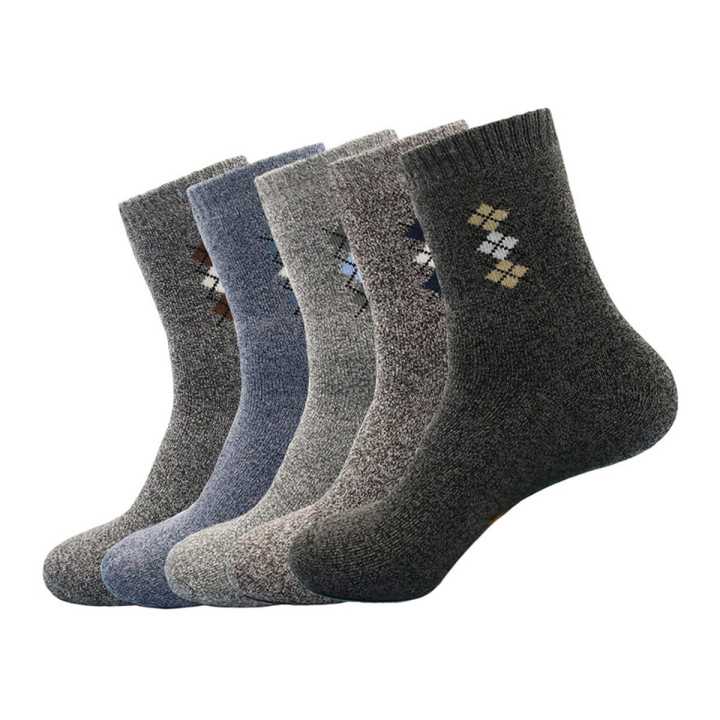 Warm Floor Fluffy Thermal Solid Color Winter Thick Socks For Men - Pack Of 5 Pairs | Fashion Warm Winter Socks For Men