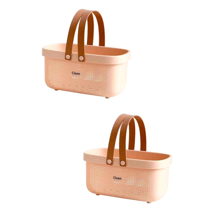 Plastic Storage Basket with Handle Portable Shower Tote Organizer Basket Bin for Bathroom Kitchen Dorm Room Bedroom C