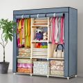 Collapsible Portable Wardrobe - Foldable Clothes Rack with 10 Steel Hangers. 