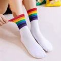 Pack of 3 Pairs of Cotton Rainbow Socks for Women. 