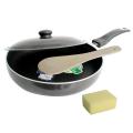 OK Black Non Stick Hard Anodized Fry Pan With Free Spatula And Scrubber - Large. 
