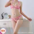 New Style Pink Lace Transparent Embroidery Sexy Hot Underwear With Bra And Panty Set. 