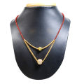 Gold Plated Panchadhatu Black Potey Mangalsutra With White Stone Locket For Women. 