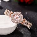 Elegant With Bracelet Gypsophila Watch Rose Gold Bling Bling Flower Diamond Watch Alloy Ladies Watch. 