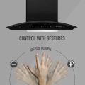 FABER CREST 3D IND HC SC BK 90 Cm 1200m3/hr Ducted Auto Clean Wall Mounted Chimney with Touch Control (Black). 