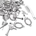 60pcs Durable Alloy Hairdresser Charms Sliver Mixed Styles Scissor Comb Mirror Pendants Barber Shop Tool Jewelry Findings for DIY Crafts. 