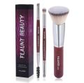 MAANGE 3pcs Essential Travel Makeup Brush Flat Foundation, Eyeshadow, Eyebrow Brush MAG51645. 